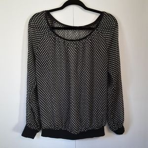 New York & Company black white polka dot blouse